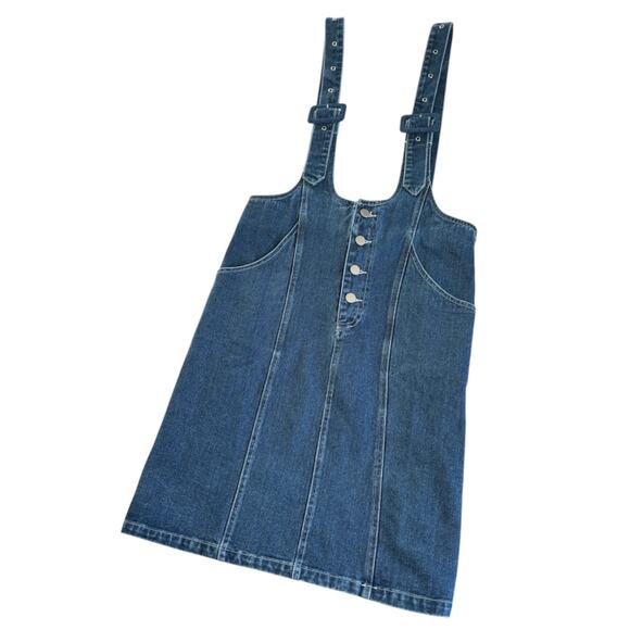 Cloud Ten Blue Denim Overall Casual Cotton Mini Dress Women’s Size Medium NWT - Picture 2 of 9